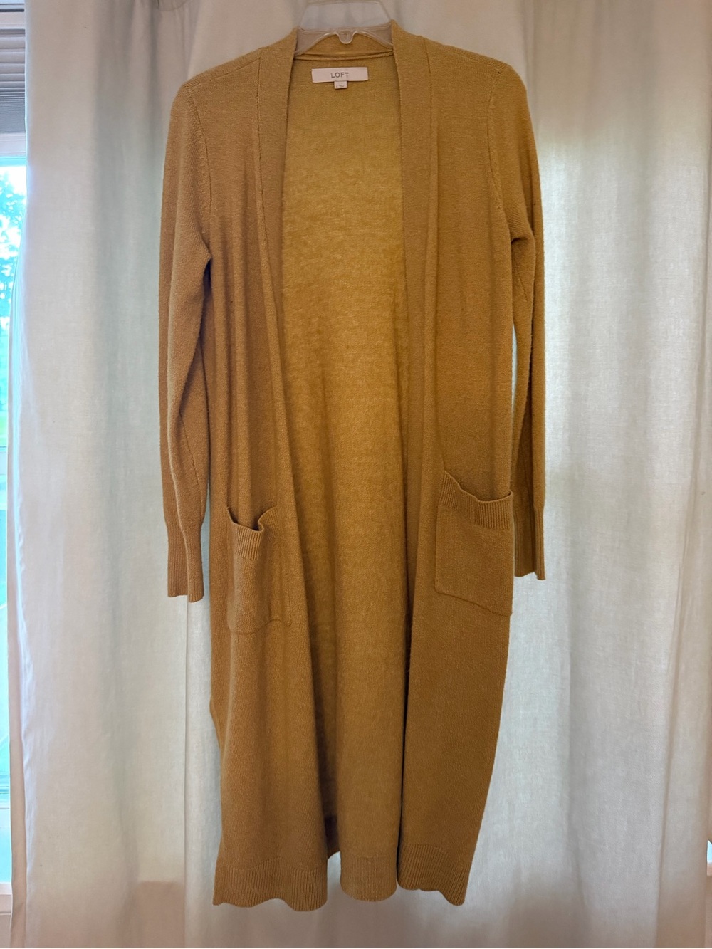 LOFT Mustard Long Duster Cardigan
